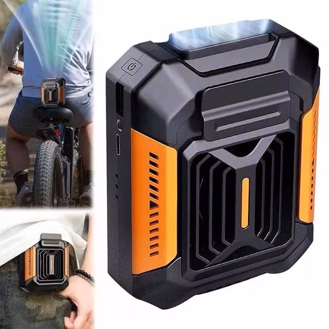 FLAVORA Portable Waist Clip Fan with 4000mAh Battery and 3 Speeds in Black – 1