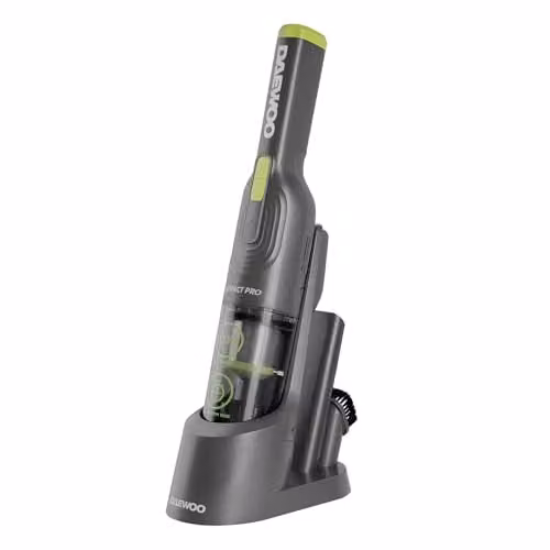 Daewoo Compact Pro Cordless Handheld Vacuum Cleaner in Grey with Washable HEPA Filter and 30 Minute Runtime – 1