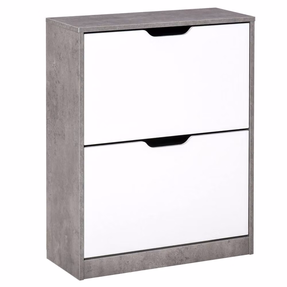 Wyld Haus Lohase Grey and White Modern Shoe Cabinet with Tilting Compartments and Internal Shelves, W/D/H: 81 x 26 x 62.5 cm – 2
