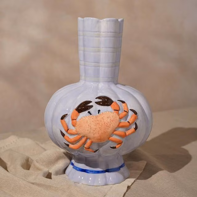 Hestia Blue Ceramic Crab Tabletop Vase – 1