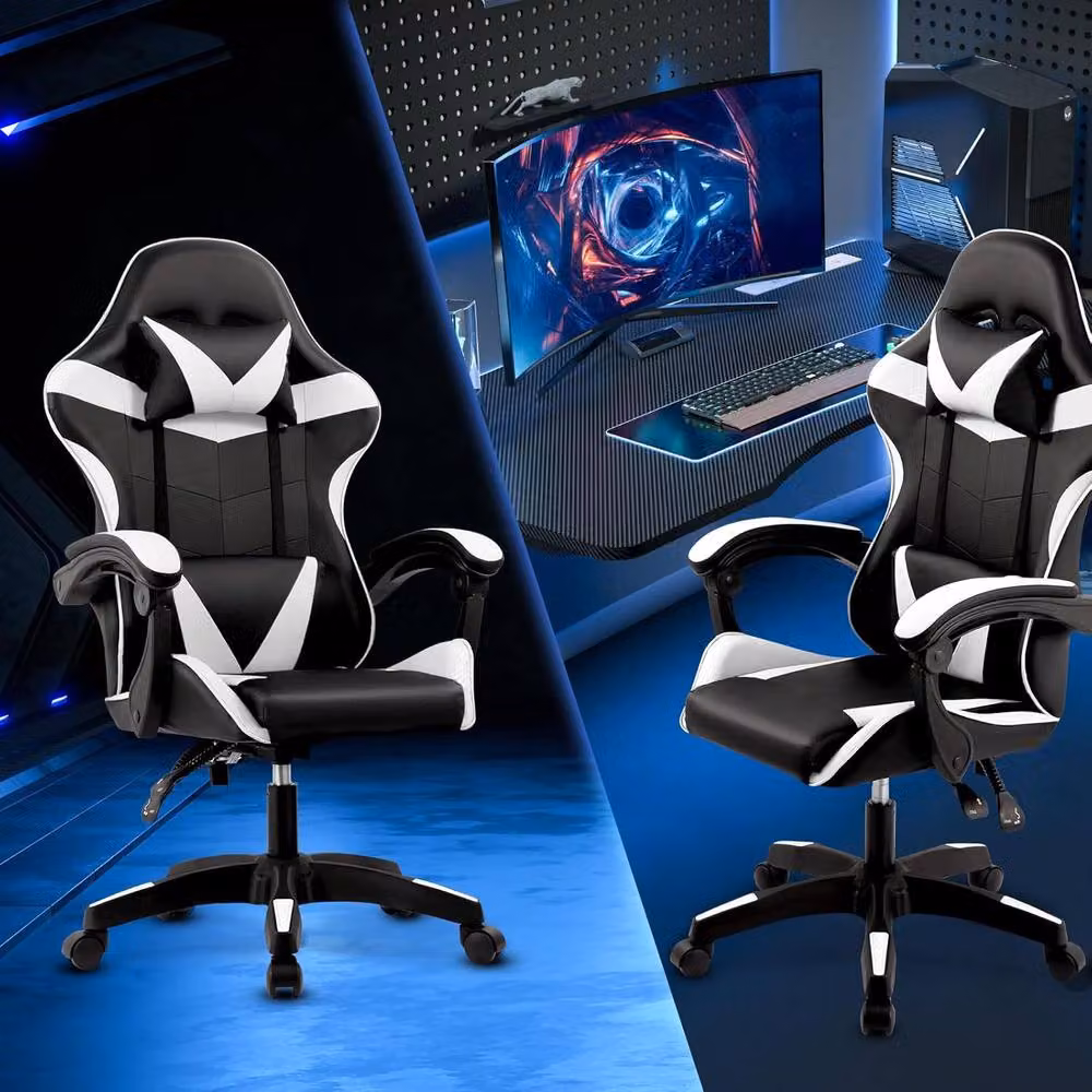 Lishetimig Ergonomic Black PU Leather Gaming Chair with Headrest and Armrests – 5
