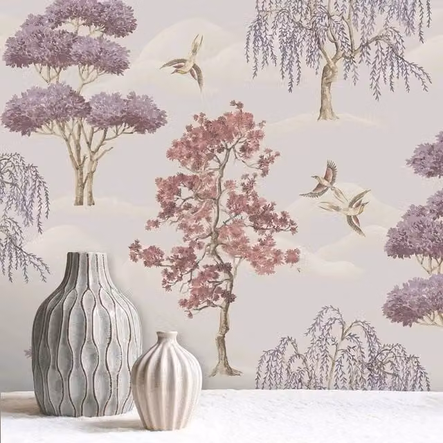 Havendro Maya Willow Woodland Mauve Pink Floral Botanical Wallpaper Roll – 1