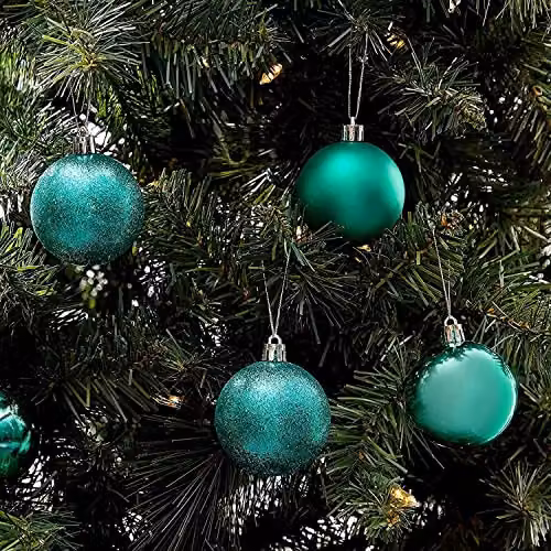 Shatchi 24-Piece Shatterproof Christmas Bauble Hanging Decorations in Green and Silver – 2