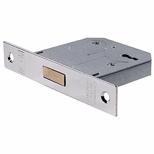 Loops 76mm 3 Lever BS Mortise Deadlock with Square Forend in Silver Nickel Plated Finish