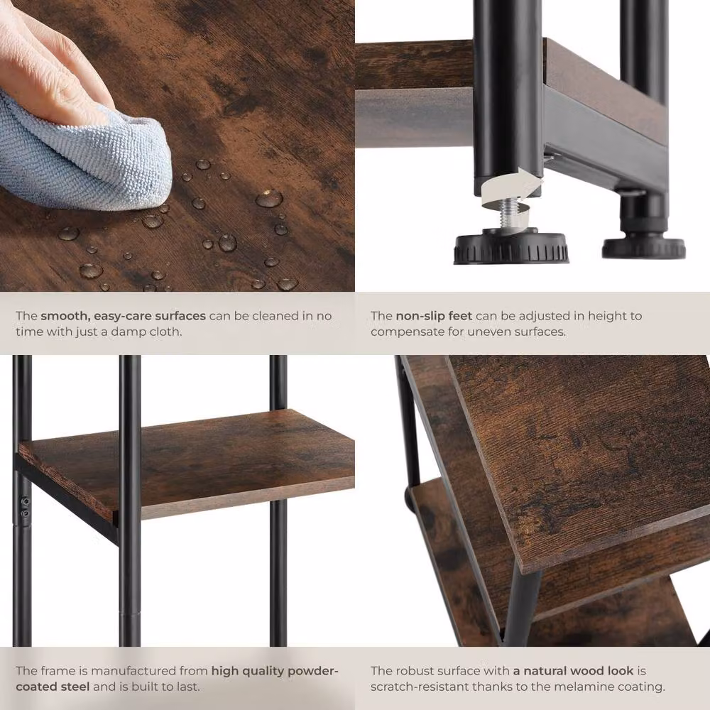 tectake Memphis Industrial Bedside Table in Dark Brown – 4