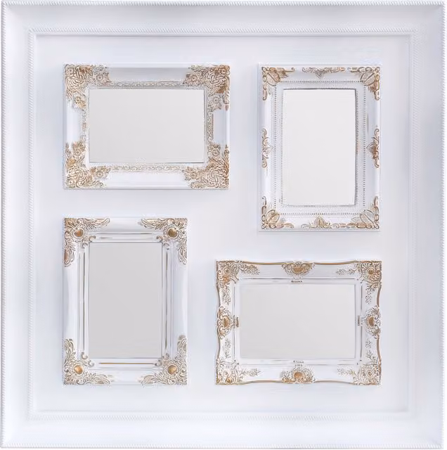 Premier Housewares Maren Vintage Style Multi-Photo Frame for 4 Photos, White and Gold – 1