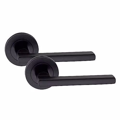 Golden Grace Leon Round Rose Handles with 2.5 inch Latch in Matt Black Finish – 3