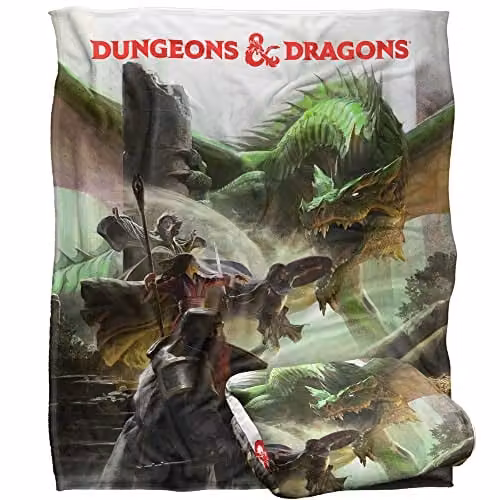Hasbro Dungeons & Dragons Starter Set Art Super Soft Fleece Throw Blanket, White, W/D/H: 152 x 127 cm – 1