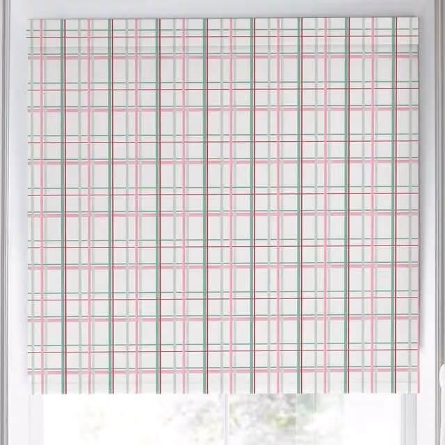 Laura Ashley Burford Check Semi-Transparent Made to Measure Roller Blind in Pink Rose