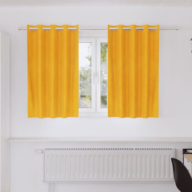 Berkfield Home Mustard Yellow Velvet Blackout Eyelet Curtains, 2 Pack