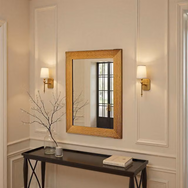 Yearn Wave Framed Bevelled Wall Mirror in Gold, W: 77 cm, H: 62 cm