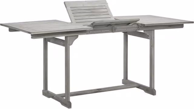 Berkfield Home Garden Dining Table in Grey Solid Acacia Wood W/D/H: 120-170 x 80 x 75 cm