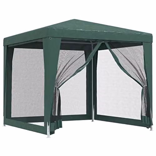 vidaXL Party Tent in Green with 4 Mesh Sidewalls, W/D/H: 250 x 250 x 245 cm – 1