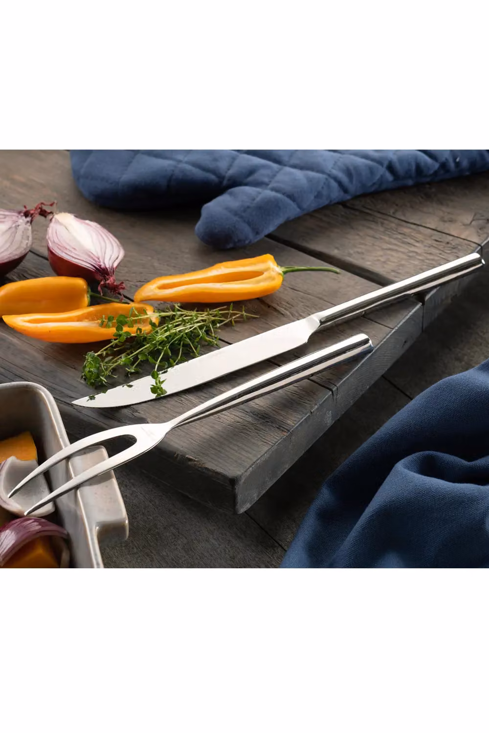 Belleek Living Mirage Polished Silver Carving Set – 2