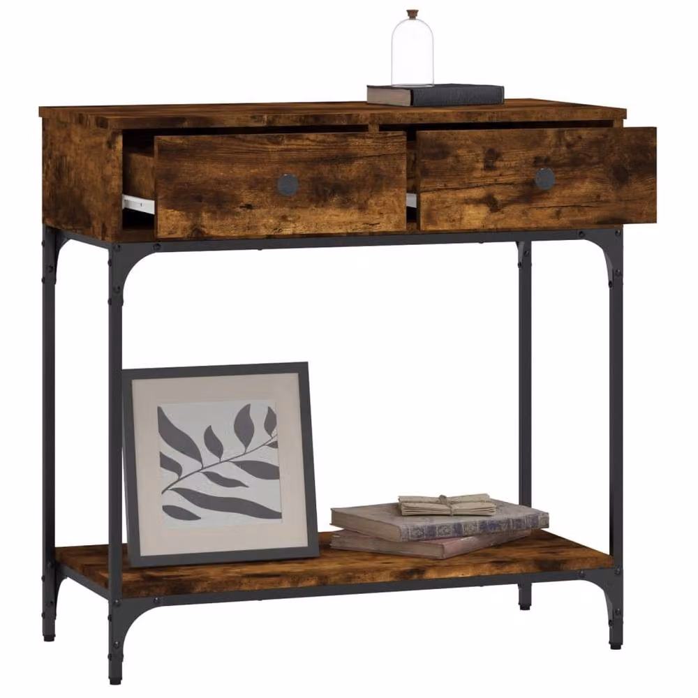 Berkfield Home Smoked Oak Console Table, Brown, W/D/H: 75 x 34.5 x 75 cm – 3
