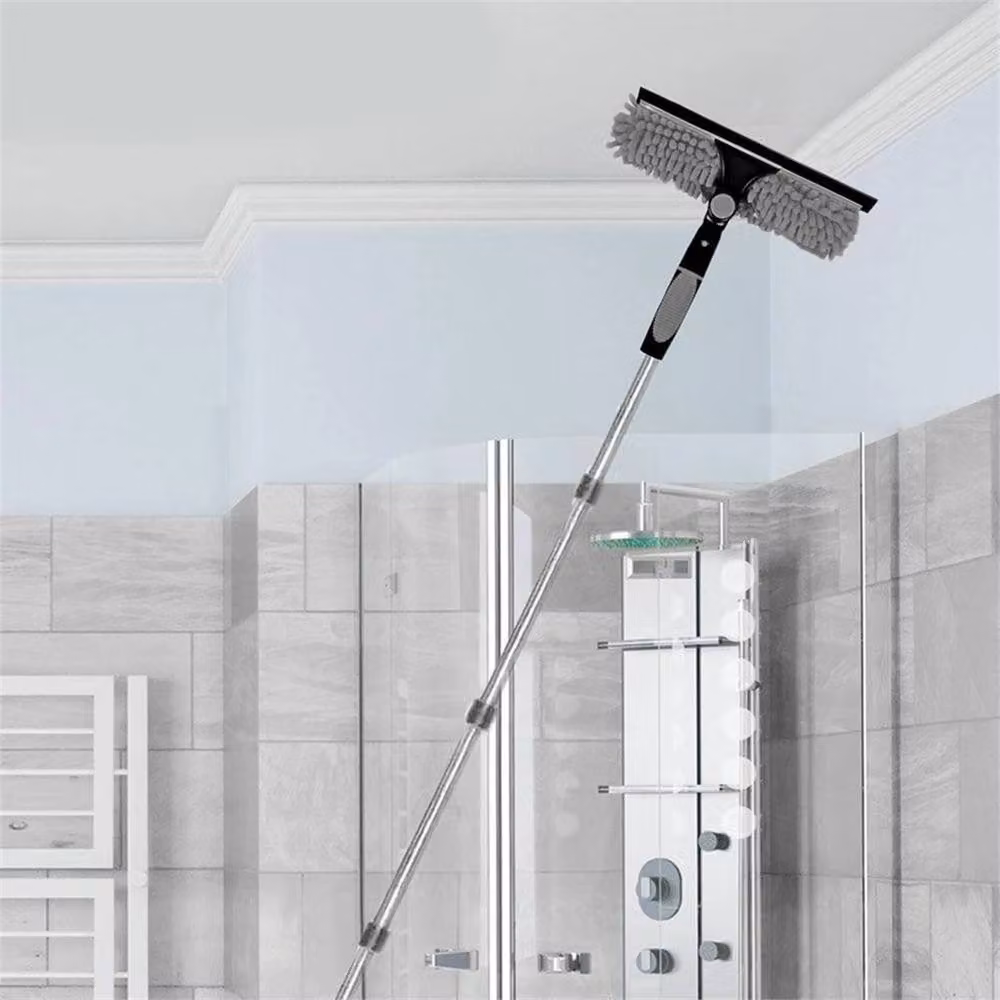 VOGREX Grey Extendable Window Cleaner with Telescopic Handle, Squeegee and Scraper featuring Microfibre and Rubber – 6
