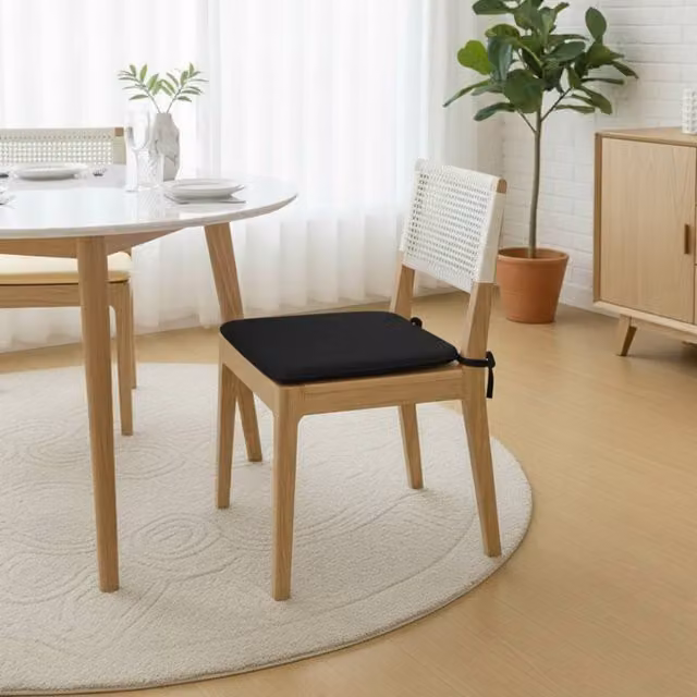 Snug City Pack of 4 Black Foam Seat Pads with Ties for Dining and Kitchen Chairs