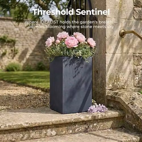 Set of 2 Idealist Grey Reinforced Stone Garden Planters, Height: 60 cm, Width: 27 cm – 4