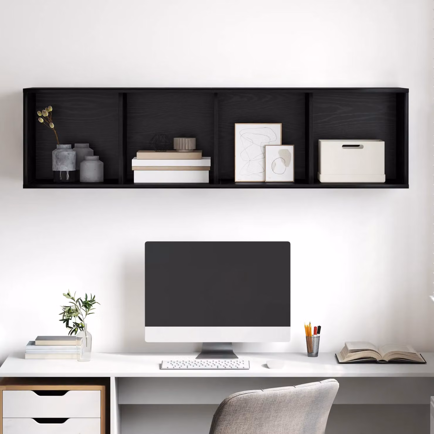 Berkfield Home Modern TV Cabinet in Black Oak, W/D/H: 37 x 37 x 142.5 cm – 3