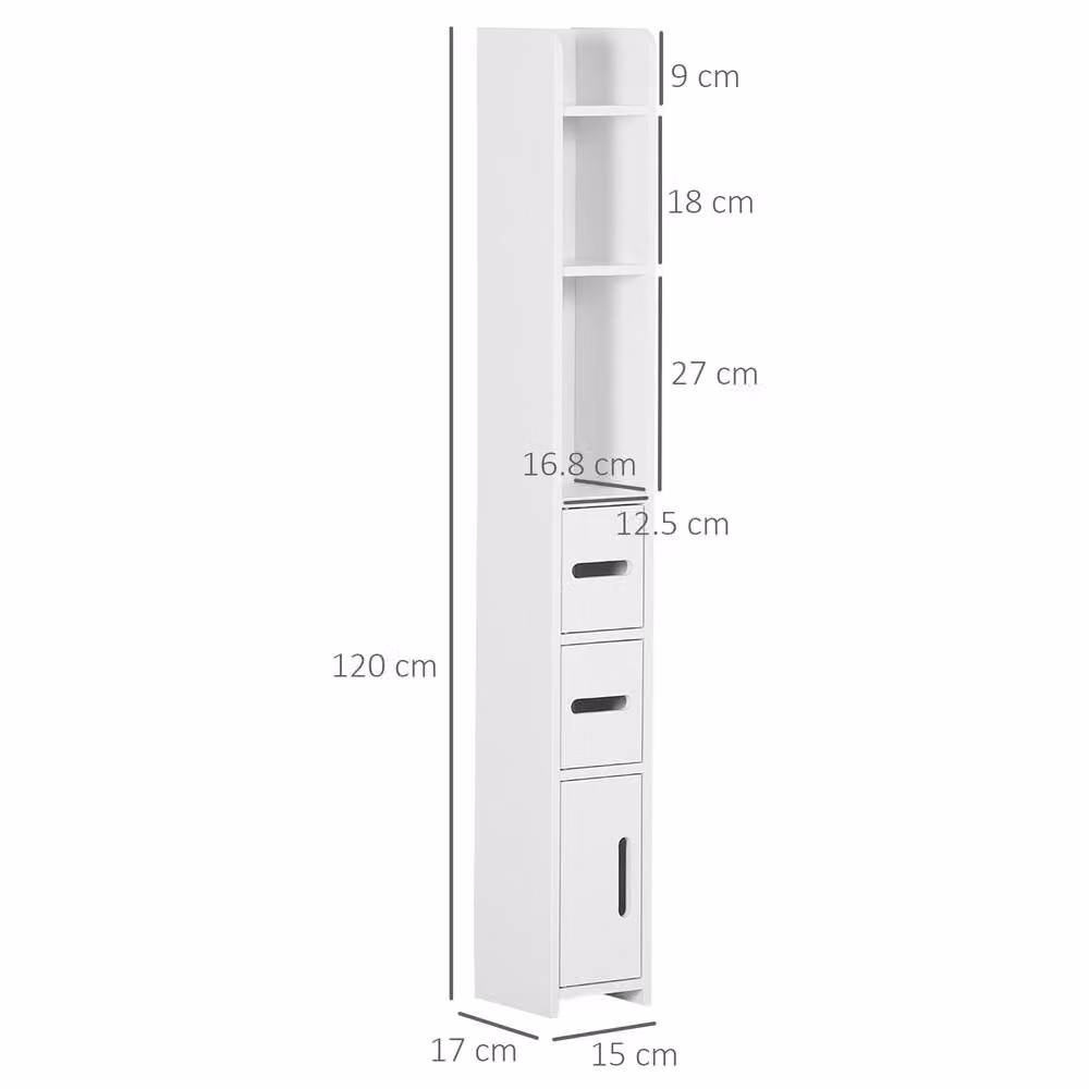 STILVORA Modern White Freestanding Bathroom Storage Cabinet with Internal Shelves and Hinged Doors – 2