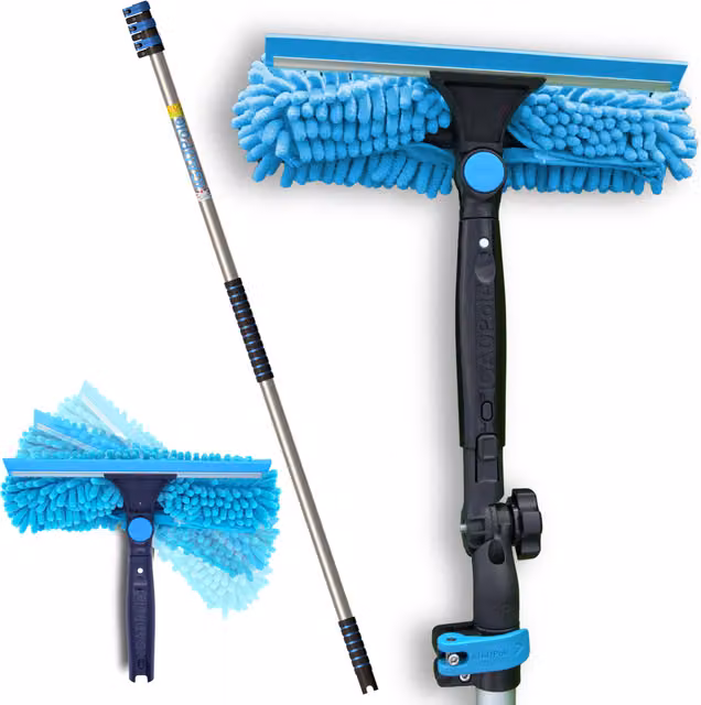 IGAD Telescopic Window Cleaning Kit with 3.6m Extension Pole and 25cm Squeegee in Blue and Turquoise