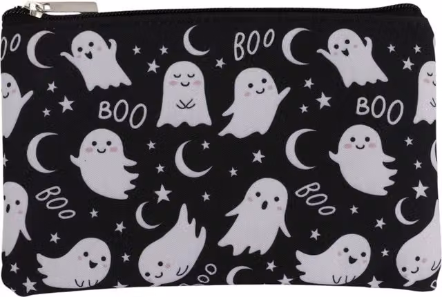 Ghost Black Polyester Flat Pouch Pencil Case