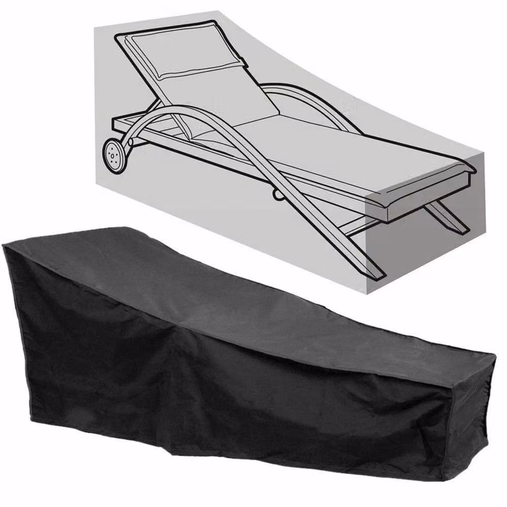VOGREX Black Water Repellent PVC Patio Sun Lounger Cover Set of 2 – 3