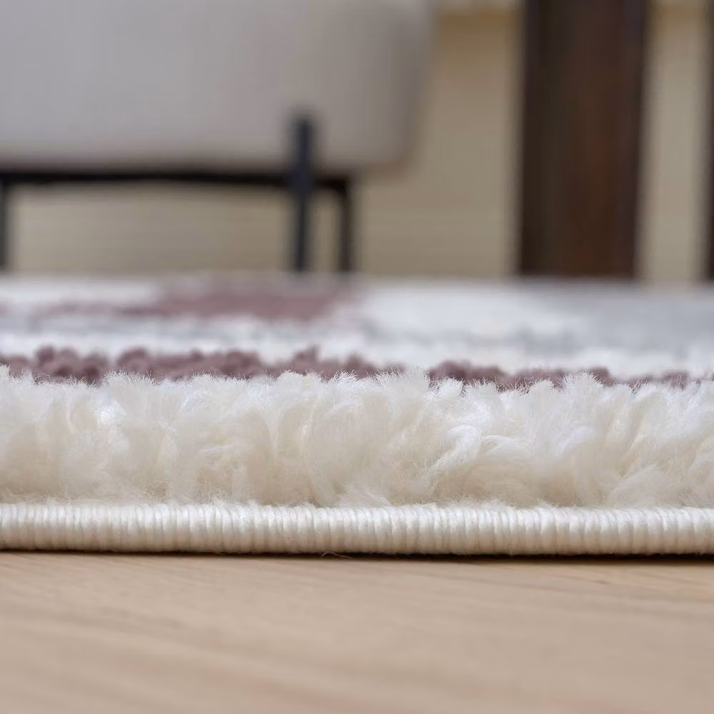 THE RUGS Moodi Border Design Shaggy Soft High Pile Living Room Rug in Purple, W: 120 cm, L: 170 cm – 3