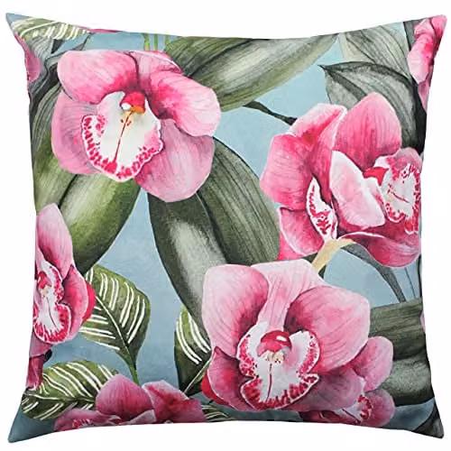 Riva Home Floral Square Outdoor Cushion, Blue, W/D/H: 43 x 43 x 43 cm