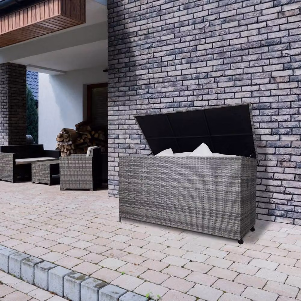 Monstershop Rattan Storage Box in Grey with Soft-Close Lid and Castors, 582L – 4