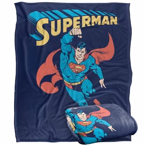 Warner Bros. Superman Superhero Super Soft Silky Touch Fleece Throw Blanket, Multicolour, W: 127.0 cm x L: 152.4 cm