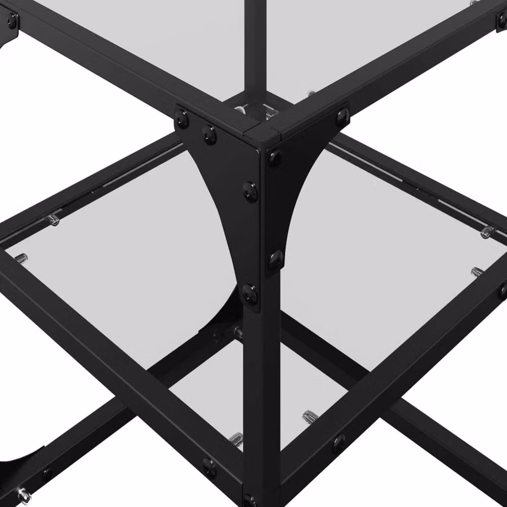 Berkfield Home Set of 2 Square Coffee Tables with Transparent Glass Tops and Steel Legs, W/D/H: 30 x 30 x 45 cm – 6