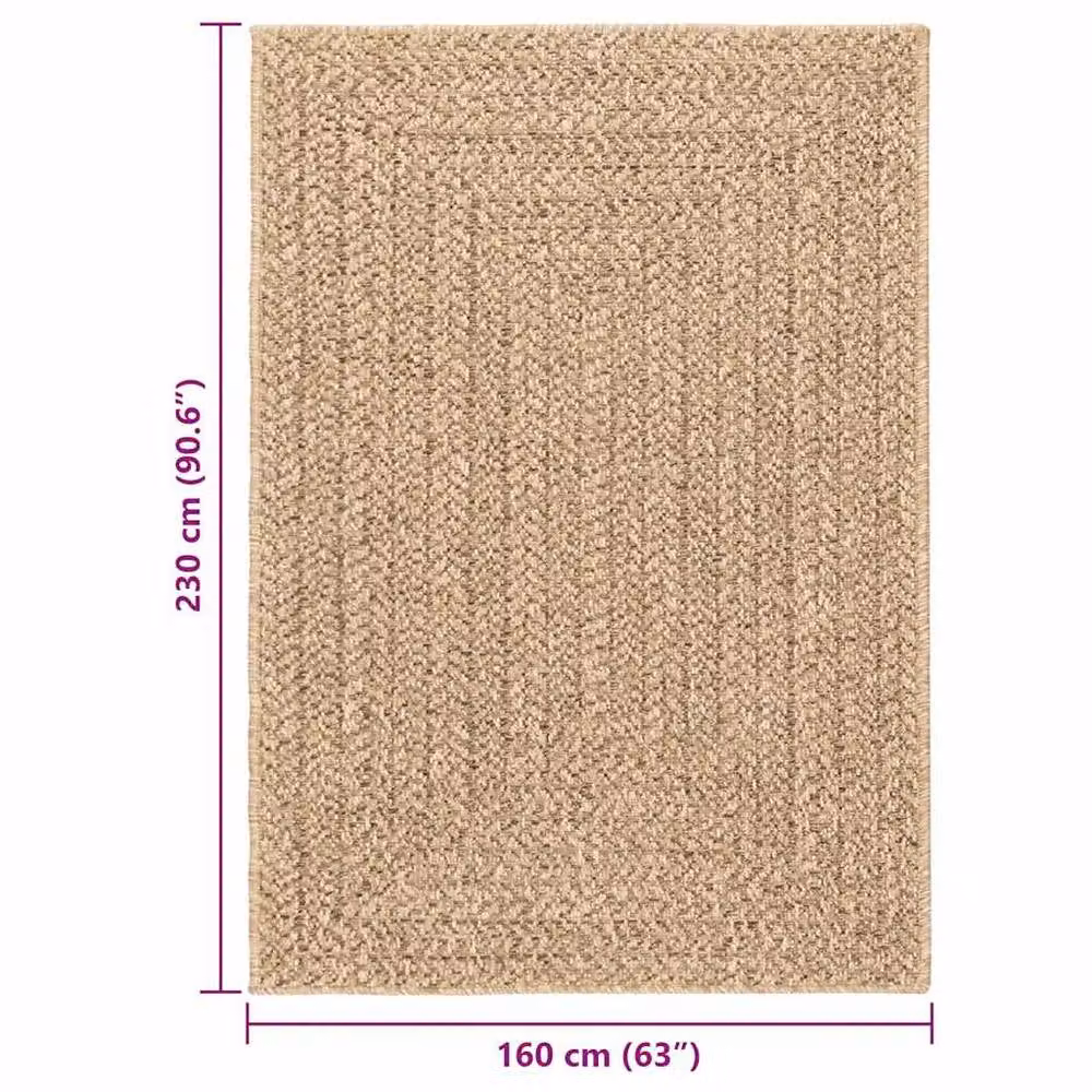Berkfield Home Jute Look Indoor and Outdoor Rug in Beige, W: 160 cm, D: 230 cm – 2