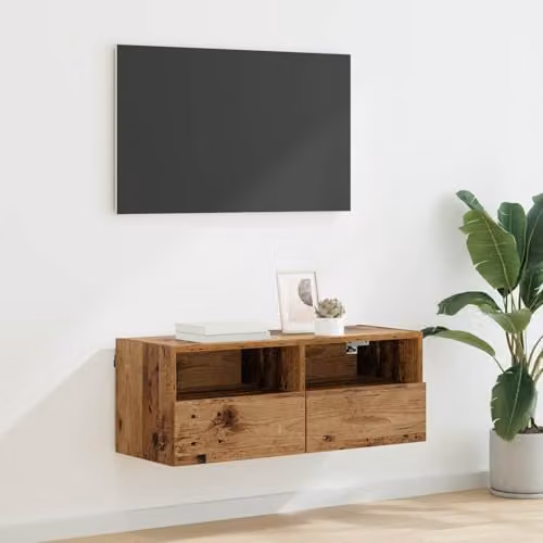 vidaXL Modern Wall-Mounted TV Cabinet in Brown Engineered Wood, W/D/H: 80 x 30 x 30 cm – 2