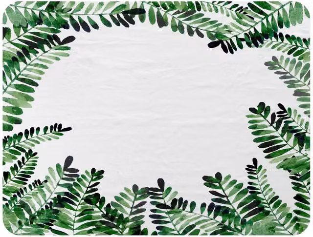 Benjamin Tate Design Green Botanical Leaves Floral Fleece Blanket in Green, Sand and White, W/D/H: 120 x 150 cm – 2
