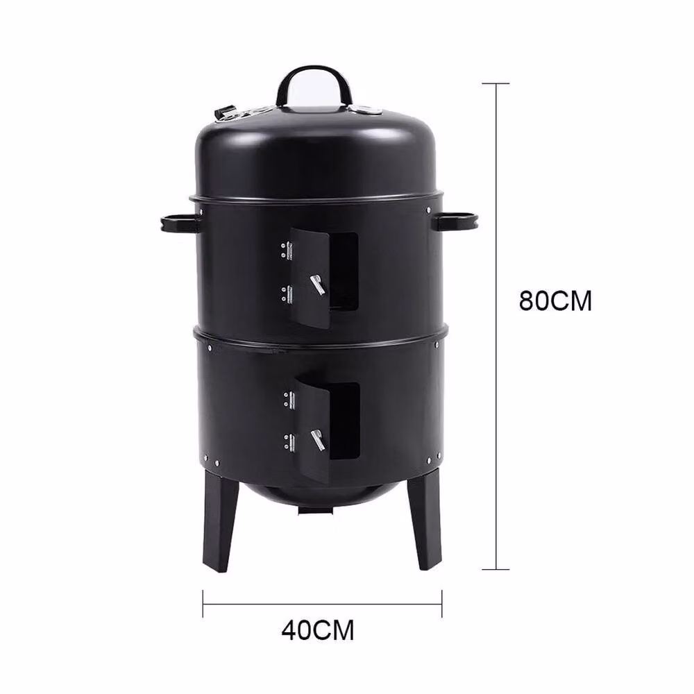 FLAVORA 3-in-1 Charcoal Smoker BBQ Grill in Black – 2