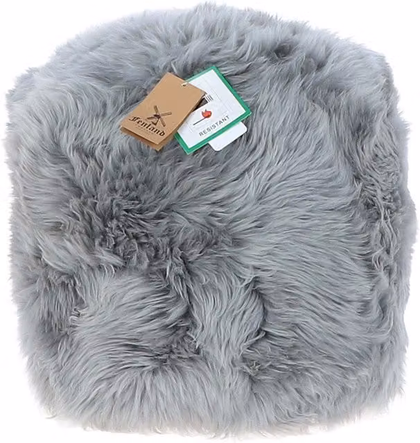 Fenland England Grey Sheepskin Pouffe Stool