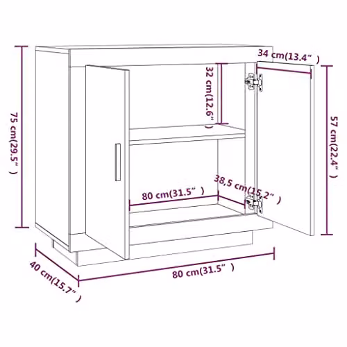 Bussandri Modern Oak Sideboard in Brown, W/D/H: 80 x 40 x 75 cm – 3