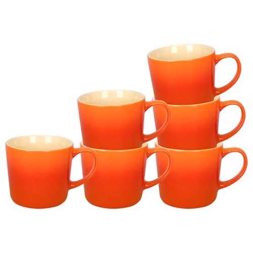 Argon Tableware Orange Ombre New Bone China Coffee Mugs, 330ml, Pack of 6 – 1