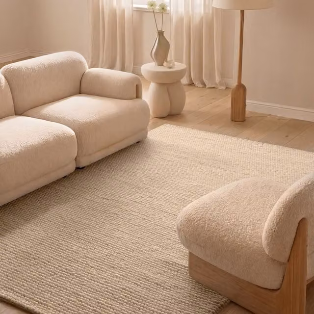 The Rugs Richmond Diana Woven Woolen Rug in Light Beige, W: 200 cm, D: 300 cm