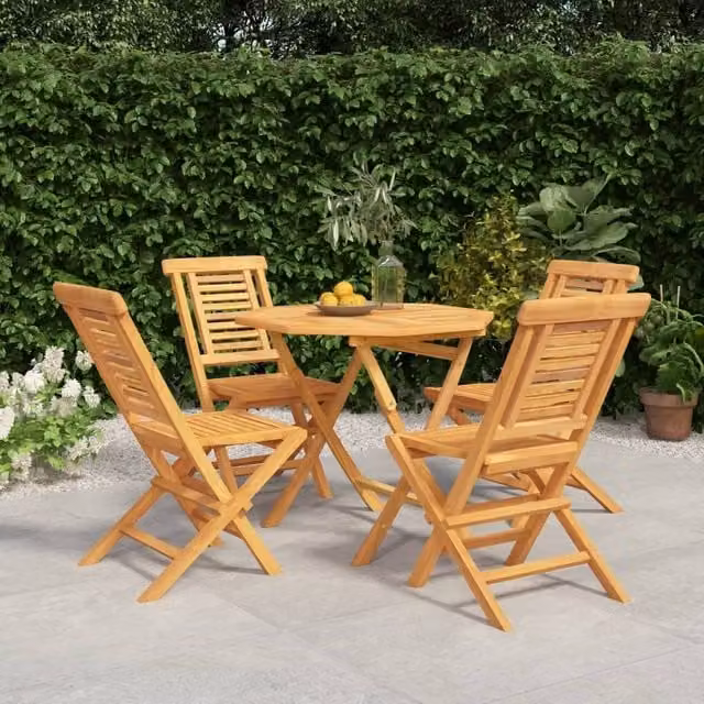 Berkfield Home 5 Piece Garden Dining Set in Brown Treated Teak Wood