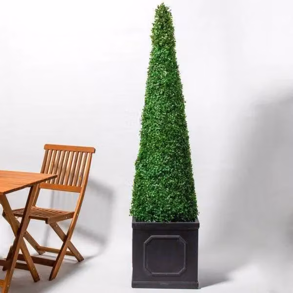 Primrose XL Buxus Obelisk Artificial Topiary Cone Tree in Green, Height: 140 cm – 2