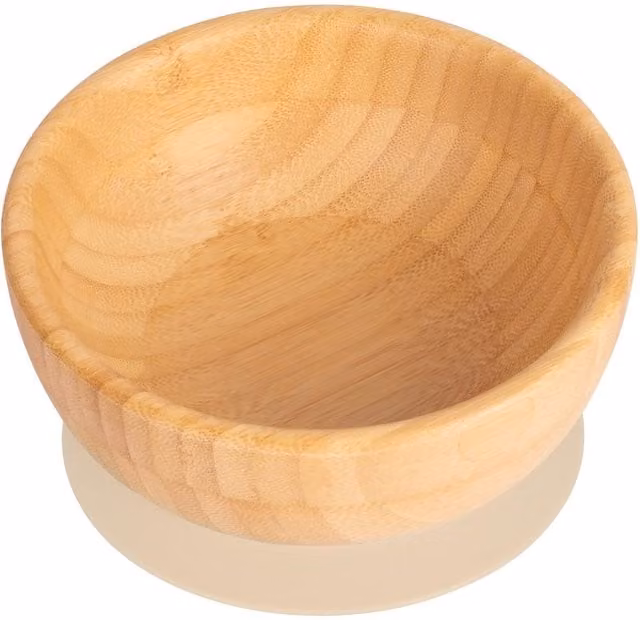 Tiny Dining Bamboo Suction Bowl for Babies and Toddlers in Beige