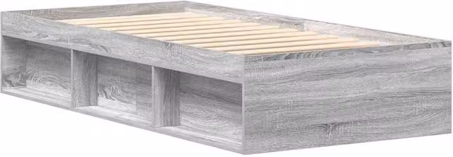 Berkfield Home Modern Single Bed Frame in Grey Sonoma, W/D/H: 90 x 190 x 35 cm