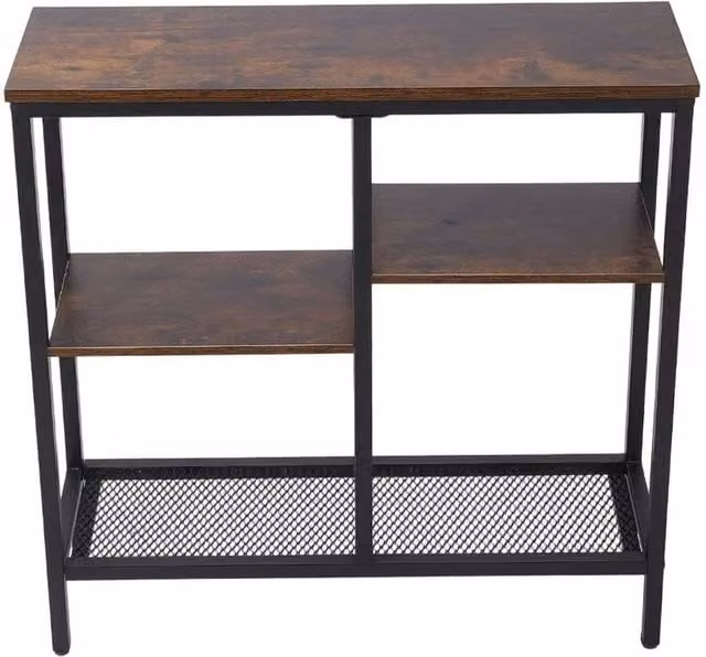 KORVIXA Industrial 4-Tier Narrow Console Sofa Table in Brown