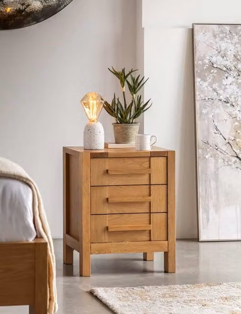 Gallery Direct Sonoma 3 Drawer Oak Bedside Table with Soft Close Drawers