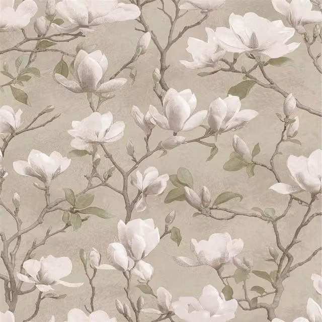 Holden Decor Botanical Floral Bloom Vinyl Wallpaper in Beige and Pink