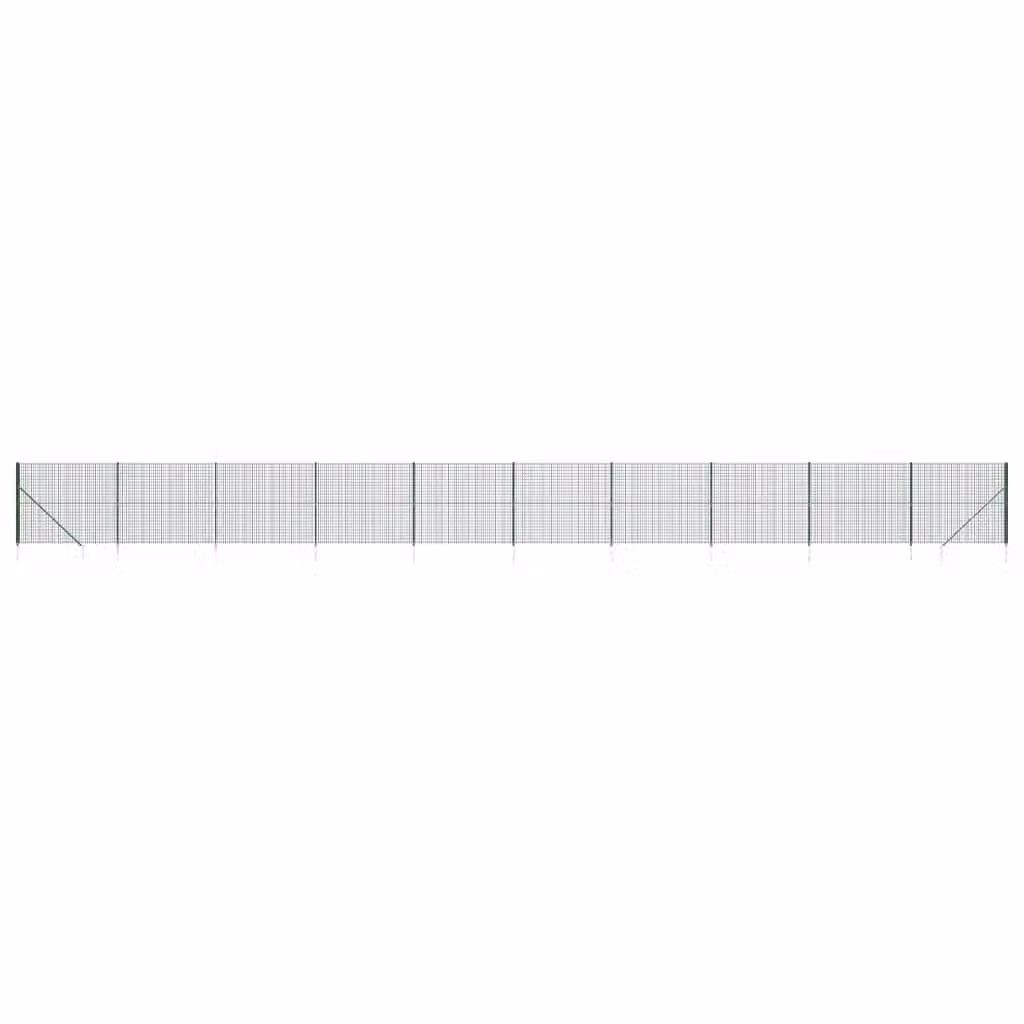 Berkfield Home Green PVC Coated Steel Wire Mesh Fence with Spike Anchors, H: 160 cm x L: 25 m – 2