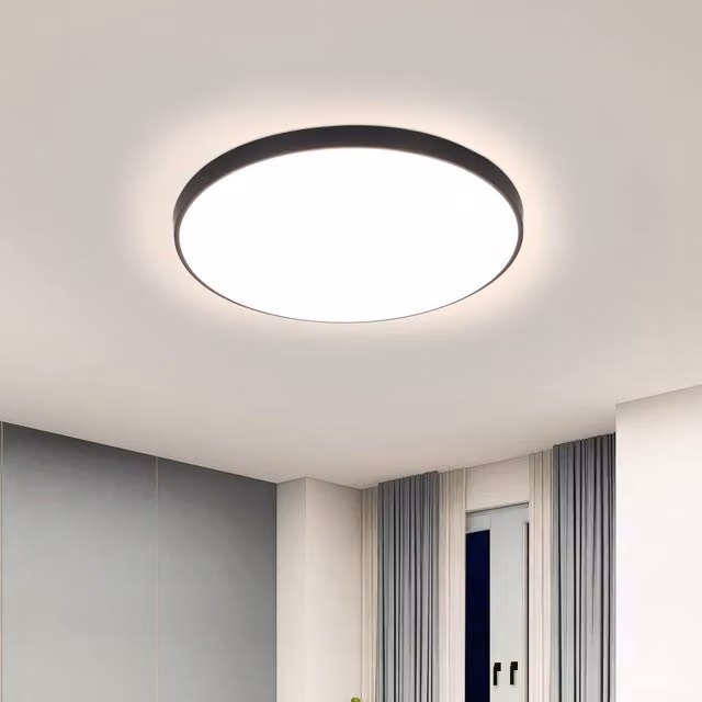 Goeco Round LED Ceiling Light, 24W, 4500K, IP54, Black, Diameter: 27 cm – 1
