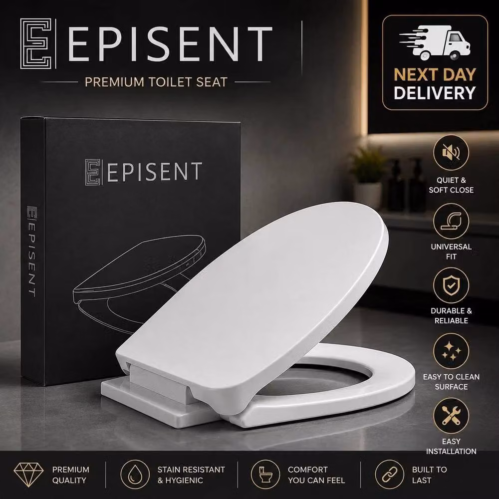 FLAVORA White Oval Soft Close Toilet Seat with Quick Release, W: 52.0 cm, L: 35.0 cm – 3